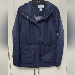 Columbia Ladies Double Pocket Rain Jacket Blue Size M